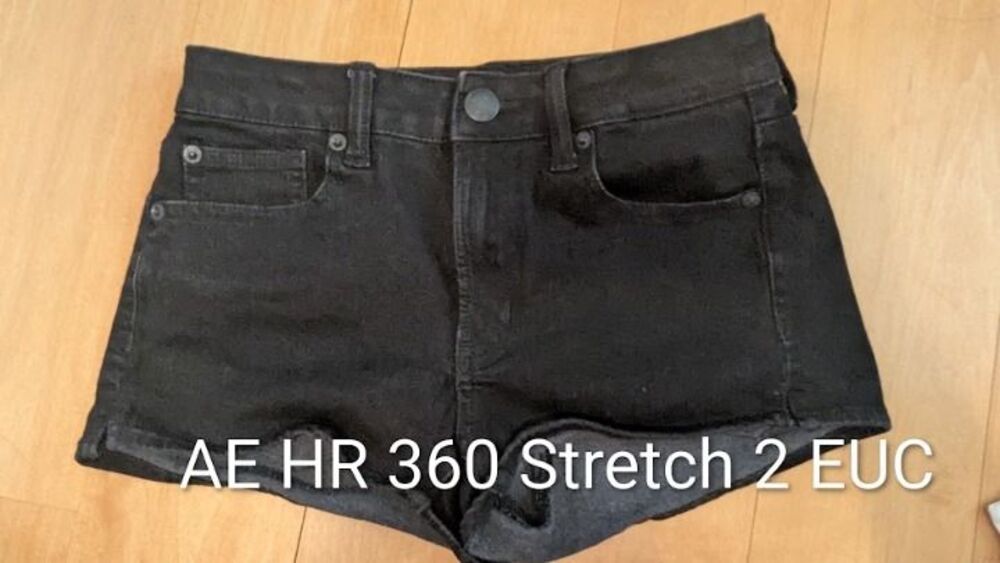 American Eagle High Rise 360 Stretch Shorts 2 Black